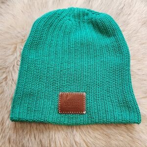 Vibrant Green Knit Beanie with Patch